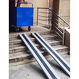 Tragbare faltbare Rollstuhlrampe für Eingang/Türen/Treppen/Schuppen/Bordsteine, 2,7 m lang, 25,4 cm breit, Schwellenrampe inklusive 2 Rampen, einfacher Zugang für Behinderte