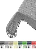 Brandsseller Gartentischdecke 130x160 cm Tischdecke mit Fransen Outdoor Tischtuch rechteckig Weichschaum für Garten, Terrasse, Balkon wetterfest rutschfest - Hellgrau