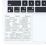 Devino® Shortcuts Aufkleber Mac OS für 13“-16“ MacBook Pro Air M1 M2 / Intel Transparent (Ventura/Monterey/Big Sur/Catalina/Mojave) Sticker Deutsch
