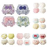 Dasongff Bloomer Baby Mädchen Jungen 4 Stück Windelüberzüge mit Rüschen 2 Lagen Neugeborene Shorts Boxer niedlich bedruckt Pyjamahose Unterwäsche leicht atmungsaktiv Kinder Baby 6 Monate ~ 5 Jahre