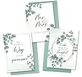 BIROYAL Hochzeitskarte 3er Set | Glückwunschkarten mit Umschlag zur Hochzeit | Liebevolle Hochzeitsgrußkarten