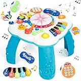 Baby Spielzeug ab 1 Jahr - Spieltisch Kinderspielzeug ab 1 Jahr mit Licht Musik Spielzeug ab 1 Jahr 6 in 1 Activity Center Baby Musikinstrumente Kinder Geschenke ab 1 2 3 Jahr Junge Mädchen
