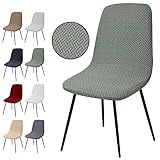 Stuhlhussen 4er Set, Stretch Stuhlbezug Jacquard Esszimmerstühlhussen Universal Stuhlhussen Abnehmbarer Waschbarer Stuhlabdeckung für Esszimmer,Hotel,Bankett,Hochzeit,Partys Deko(T-Hellgrün,4er Set)