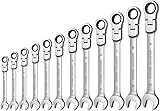 Schraubenschlüsselsatz, metrisch, 8–22 mm, hochwertiger Chrom-Vanadium-Stahl, flexibler Ring-Maulschlüssel, Schlüsselschlüssel-Sets, Handwerkzeug-Schraubenschlüssel