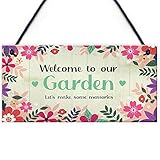 RED OCEAN Wandschild mit Aufschrift 'Welcome To Our Garden', Freundschaftsgeschenk, Heimgeschenk