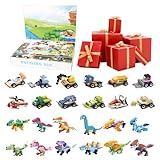 RANJIMA Adventskalender 2024 Bausteine, Adventskalender-Baustein, 24-IN-2 Bausteine Kinder Spielzeug, Auto Dinosaurier Bausätze Spielzeug Geschenk zu Weihnachten für Kinder Junge Mädchen Erwachsene
