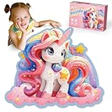Kiztoys Einhorn Bodenpuzzles Spielzeug für Mädchen - Einhorn Geschenke für Kinder 3 4 5 6 7 8 Jahren, 45 Teile Großes Hübsches Pink Puzzles Spielzeug ab 3-8 Jahre
