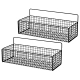 Angoily 2 Stück Wandregal aus Eisen Mittleres Schwarzes Wandorganizer Regal für Badezimmer Dusche und Küche Wandmontiertes Aufbewahrungsregal für Shampoo und Gewürzflaschen