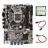 Kdouehg B75 BTC Mining Hauptplatine+I3 2120 CPU+SATA Kabel+Switch Kabel LGA1155 8XPCIE USB Adapter B75 USB BTC Miner Hauptplatine