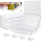 Stickgarn Organizer Box Set, Enthält 24 Fächer Stickgarn Kreuzstich Organizer Box 50 Stücke Kunststoff Stickgarn Spulen 1790 Garn Nummern Aufkleber für Faden Nähen Aufbewahrung, 4 Sets