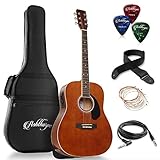 Ashthorpe Dreadnought Akustik-E-Gitarre in voller Größe, Premium Tonholz braun