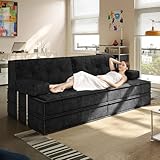 Wumagin 6 in 1 Schlafsofa 160x100cm,Klappbare Matratze 200x160cm mit festem Rahmen, bequemer ausklappbarer Futon, 4-Sitzer Gästesofa modularer Loveseat ohne Federkern für Wohnzimmer