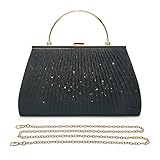 Pahajim Handtasche Damen Klein Clutch Glitzer Tasche Abendtasche Damen Elegante Brauttasche Umhängetasche für Hochzeit Party Date (Schwarz)