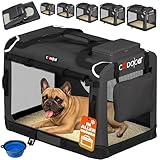 CADOCA® Hundebox faltbar Transportbox M 60x42x44cm robust atmungsaktiv Transporttasche Auto Rückbank Haustiertransportbox Hundetragetasche Anthrazit