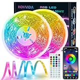 HOVVIDA LED Strip 20M, 30 LEDs/Meter, 2x10M, RGB LED Streifen, 600 LED, APP und Fernbedienung, Musikmodus, Timing-Modus, LED für Zimmer, Wohnzimmer, Küche, Schlafzimmer, Bar, Party