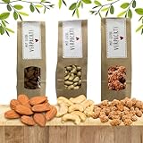 Pergamo Nussmischung Geschenkartikel 3 Sorten/Cashews, Mandeln und Erdnüsse mit Honig und Sesam Nusskerne (Geschenkset 300gr)