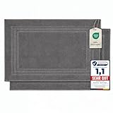 Komfortec Badvorleger Set 2 Teilig, Frottee Duschvorleger, Waschbar Duschmatte & Badteppich, 600 g/m² &100% Baumwolle, Saugfähig & Schnelltrocknend, 50 x 70 cm, Anhtrazit