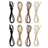 nuoshen 8 Stücke Lederband, 1m x 3mm Lederschnur Faux Wildleder Schnur Leder Schnur für für DIY Halskette Armband Perlen Schmuck in 4 Farben(Beige, Braun, Hell Kaffee, Dunkle Kaffee)