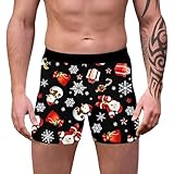 Weihnachtsboxershort Herren, Boxershorts Herren Lustig Weich Kuschelig Mit Weihnachtsdruck Atmungsaktiv Stretch Retroshorts Mittlere Leibhöhe Fashion Lässig Unterhose Für Christmas Festliche
