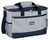 B.PRIME 20L Kühltasche Classic Navy-BLAU gestreift I 36x26x22cm I Isoliertasche I Lunch-Tasche I Kühlbox I Eistasche I Campingtasche I Picknick I Outdoor I Reisen I Einkauf I Auto