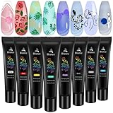 Biutee Stamping Gel Set, 8 Farben*8ml, Stamping Gel Starterset, UV Stempelgel, Nageldesign, Farbgel, Gelfarben für Nägel nagel designing zubehör nagel designing zubehör