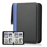 Deoyibu Sammelkarten Album für 440 Karten, Sammelalbum mit 4 Fächern 55 Seiten für Karten-Organizer, Karten Binder aus PU, für Sportkarten, MTG, TCG, Yugioh-Karten etc. Blau