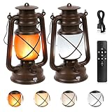 Shinmax Vintage LED Laternen Batteriebetrieben 4 Lichtmodi Laternen für Draußen mit Fernbedienung USB Wiederaufladbare Retro Gartenlaterne Hängend Garten Camping Laterne Realistische Flackerflamme
