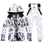 Skijacke Herren, Schneeanzug Herren 2 Teilig Set Winter Skianzug Snowboard Sets Warme Winddicht Ski Jacke Und Hosen Snowboardjacke Skibekleidung Winteranzug Snowboard Set Schneemantel Ski Anzug