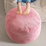 HIGOGOGO Runder gefüllter Pouf Ottomane, Cord-Poufs mit Schaumstoff-Chunk-Füllung, pelziger und flauschiger Pouf Fußhocker Aufbewahrung, Ottomane, 20 x 15 Bodenpoufs Fußstütze für Wohnzimmer, Rosa