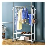 Robuste Kleiderstange aus Metall mit Rollen für Schlafzimmer und Wohnzimmer, 60 cm, Weiß
