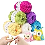 YINVA Häkelgarn 6 Farben x 25g Wolle Zum Häkeln Bunte Wolle Zum Stricken Häkelwolle für Anfänger Crochet Yarn für Häkeln und Stricken