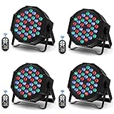 DELIBANG 4 Stück 36 LED Par Scheinwerfer, RGB Bühnenlicht DMX Disco licht mit Fernbedienung, Effektstrahlermit Sound-Aktivierungs Kontrolle für DJ Bar Hochzeit Halloween Weihnachten