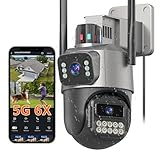 5G Kamera Überwachung Aussen,6MP Dual Objektiv Überwachungskamera Aussen, IP66 AußenSicherheitskamera Outdoor mit Automatische Nachverfolgung, Nachtsicht, 24/7 Aussenkamera, 2 Audio, SD/Cloud