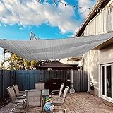 Dripex Sonnensegel wasserdicht Sonnenschutz Set 4X5 m inkl Befestigungsseile Rechteckig Polyester Imprägniert 95% UV Schutz Windschutz Wetterschutz für Balkon Garten Terrasse - Grau