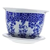 BESPORTBLE 1 Satz Blau-weißer Blumentopf Aus Porzellan Zimmerpflanze Pflanzenregal Anlage Pflanzenpfahl Drinnen Dekoratives Tablett Groß Künstlich Im Innenbereich Tee-Ei Keramik