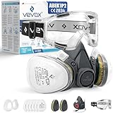 VEVOX® Atemschutzmaske – ABEK1P2 Filter – Schutz gegen Feinstaub, Gase & Dämpfe – Zum Lackieren, Schleifen & Sanieren – Gasmaske, Staubmaske & Lackiermaske – 6x P2 & 2x ABEK1 Filter