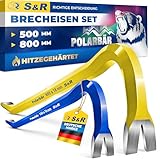 S&R Professional Brecheisen Set 2-tlg 500 x 16 mm, 800 x 18 mm, idealer Härtegrad 38-48 HRC geschmiedet, hitzegehärtet, Stemmeisen, Nageleisen, Brechwerkzeug, Abriss- & Aufbrecharbeit