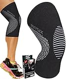 Physix Gear Kniebandage, Kompressionsbandage, Alternative zur Knieschiene, für Damen und Herren, Kniebandage, Krafttraining, Knieschoner (M-Schwarz & Grau, 1 Stück)