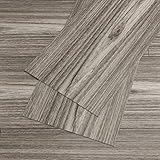 VEELIKE Selbstklebende Bodenfliesen Holzoptik Grau PVC Bodenbelag Fliesenoptik Vinylboden Fußbodenbelag Fliesenaufkleber Boden Küche pvc Fliesen Badezimmer Klebefliesen Wasserfest 90cm×15cm 12 Stück