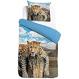 ESPiCO Bettwäsche Sleep and Dream Leopard Fels Wildnis Bunt Wildkatze Raubtier Afrika Safari Wildtier Tiermotiv Renforcé, Größe:135 cm x 200 cm