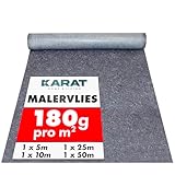 KARAT Malervlies Rolle 5m x 1m, Maler Abdeckvlies 5m² mit Anti-Rutsch Beschichtung, Malerteppich wiederverwendbar für Maler & Handwerker Abdeckfliesse für Boden 180g/m²