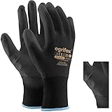 LTD Arbeitshandschuhe, PU-beschichtetes Nylon, Schwarz, 24 Paar Ideal für Gartenarbeit, Bauarbeiter, Mechaniker, runder Ajs Ltd® Sticker., schwarz, .
