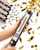 Partyjoker 10 Konfettikanonen Gold - Einfach & Sicher zu Bedienen - 5-8 Meter langen Konfettistrahl - Für Innen und Draußen