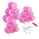 AVCXEC 29pcs Lockenwickler locken Set, Selbsthaftend Klett Lockenwickler, Hitzefreie Klettwickler, Haftwickler mit 10 Entenschnabelclips 1 Kämme, Selbstgriff Lockenwickler für Professional Salon, L-S