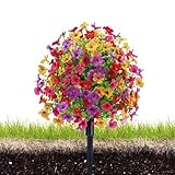 Générique Künstliche, UV-beständig, lebensecht, violett, Blumenstrauß mit Erdspießen, Dekoration für Garten, Hof, Terrasse, Hochzeit und Partys im Freien