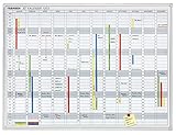 FRANKEN Jahresplaner über 12 Monate, lackiert, magnetisch, beschreibbar, trocken abwischbar, mit Aluminiumrahmen, Magnettafel zur Wandbefestigung, 120 x 90 cm, JK1203