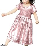 Vguukv Clearance of Sale Girls Short Sleeve Sequin Dresses Kids Crew Neck Formal Birthday Pageant Sparkle Fancy Prom Party Dress 3-8Years 2025 Happy New Year