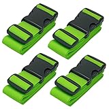 Gepäckgurte für Koffer – Neon Grün, 4er-Pack – Premium-Nylongurte zur Gepäcksicherheit – Strapazierfähig mit Verstellbarer Länge 1–2 Meter – von BlueCosto