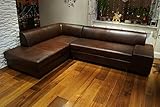 Quattro Meble Ecksofa London II 275 x 200 Dunkelbraun Echtleder Sofa Couch mit Schlaffunktion und Bettkasten Echt Leder Eck Couch große Farbauswahl