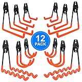 AojSup 12 Stück Wandhaken Garage, Schwerlast Garage Haken, Doppelhaken Garage, Garage Storage Hooks zur Organisation für Leiter, Stuhl, Schlauch, Fahrrädern, Elektrowerkzeugen Sperrigen (Orange)